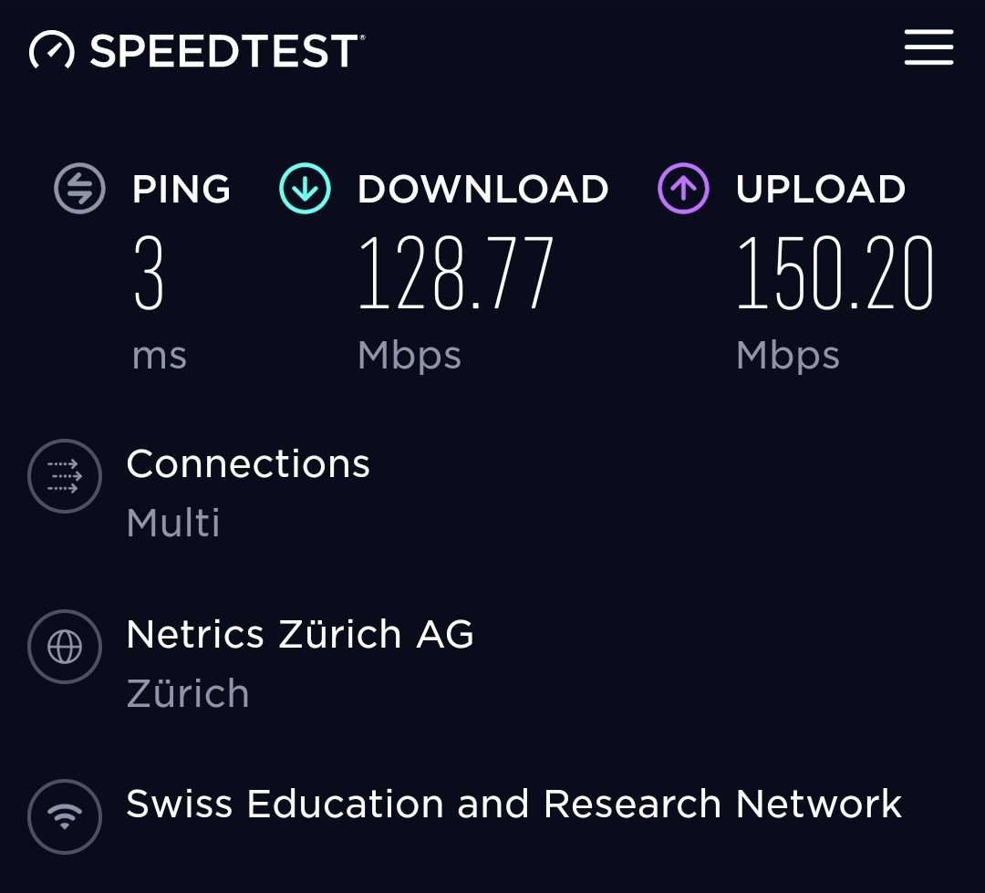 Dowload and upload speed over WiFi